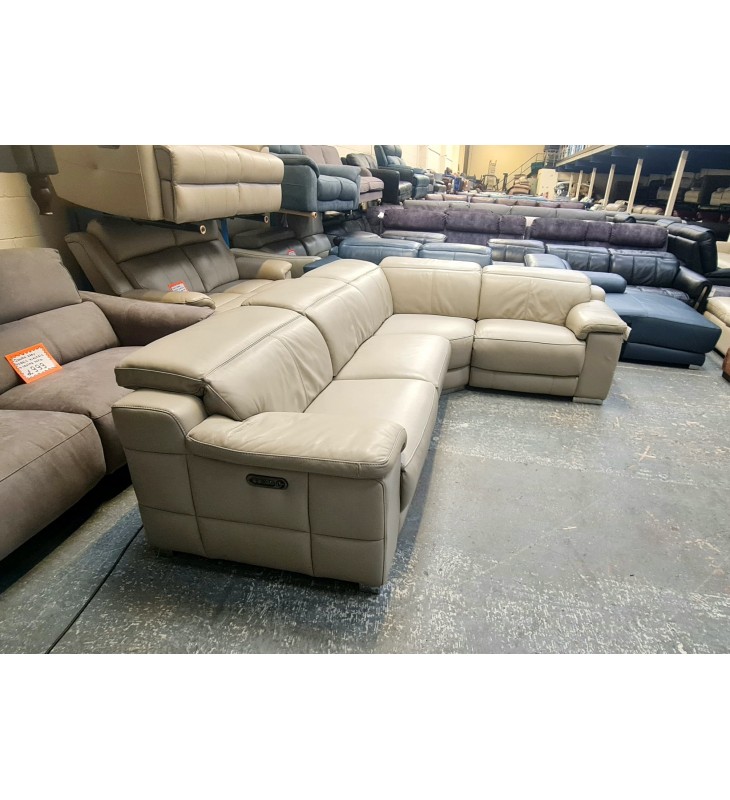 Laurence grey leather corner sofa